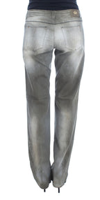 Graue Loose Fit Boyfriend Jeans aus Baumwollmischung