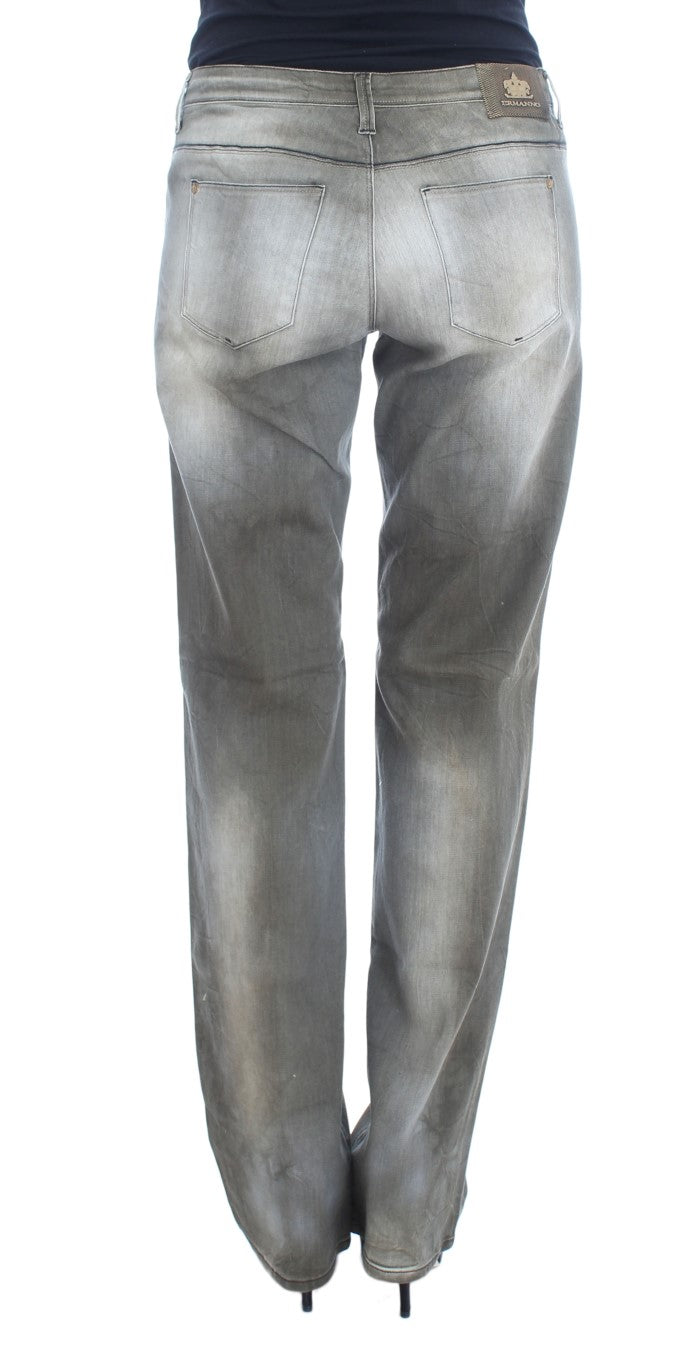 Graue Loose Fit Boyfriend Jeans aus Baumwollmischung