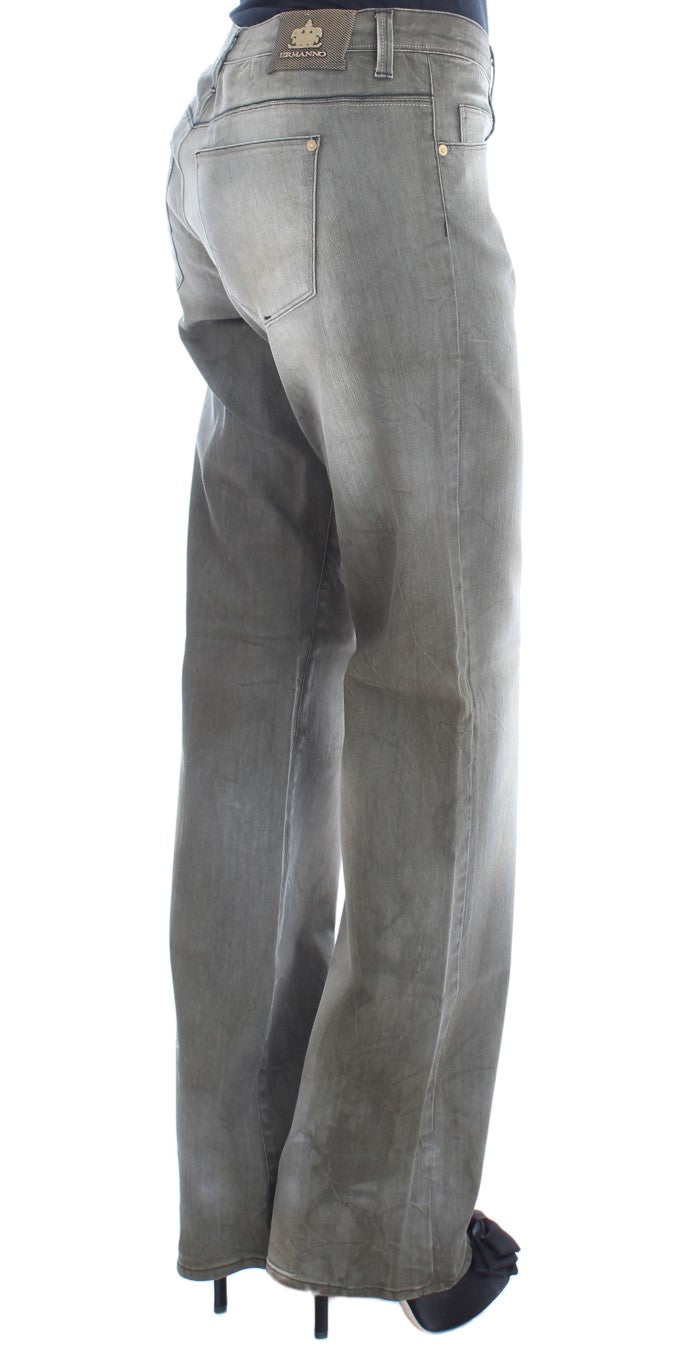 Graue Loose Fit Boyfriend Jeans aus Baumwollmischung