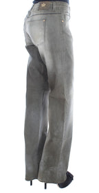 Graue Loose Fit Boyfriend Jeans aus Baumwollmischung