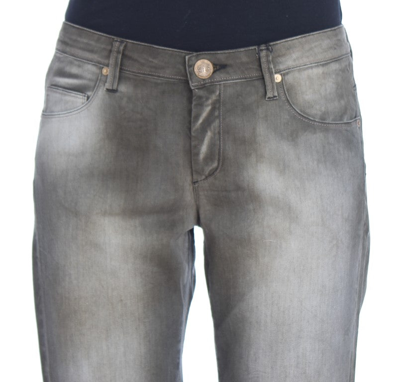 Graue Loose Fit Boyfriend Jeans aus Baumwollmischung