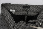 Black White Checkered Cotton Casual Pants
