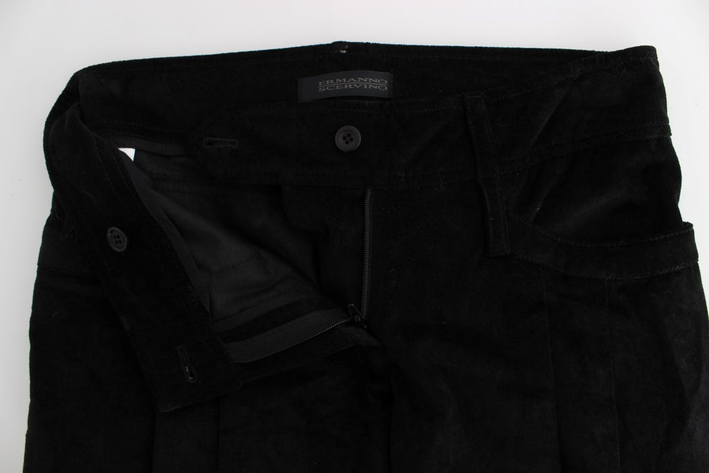 Schwarze Capri-Bootcut-Hose aus Samtbaumwolle