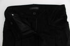 Schwarze Capri-Bootcut-Hose aus Samtbaumwolle