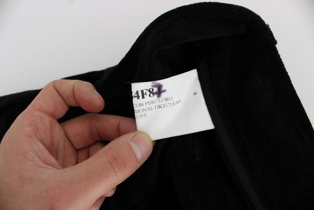 Schwarze Capri-Bootcut-Hose aus Samtbaumwolle