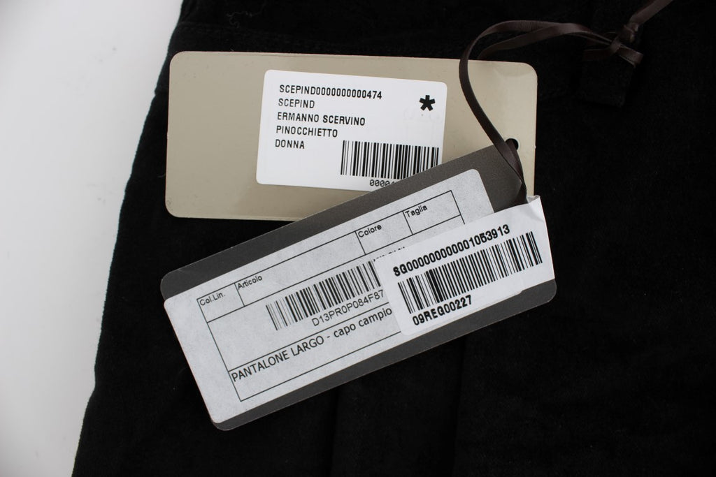 Schwarze Capri-Bootcut-Hose aus Samtbaumwolle