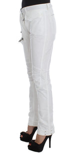 Weiße gepolsterte Slim Fit Cargohose aus Nylon