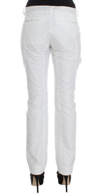 Weiße gepolsterte Slim Fit Cargohose aus Nylon