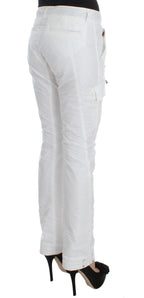 Weiße gepolsterte Slim Fit Cargohose aus Nylon