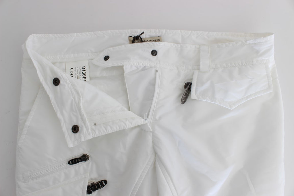 Weiße gepolsterte Slim Fit Cargohose aus Nylon