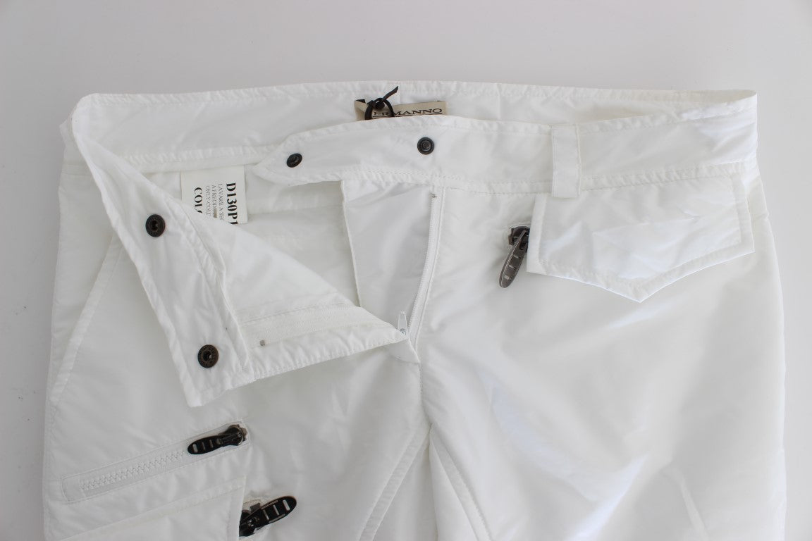 Weiße gepolsterte Slim Fit Cargohose aus Nylon