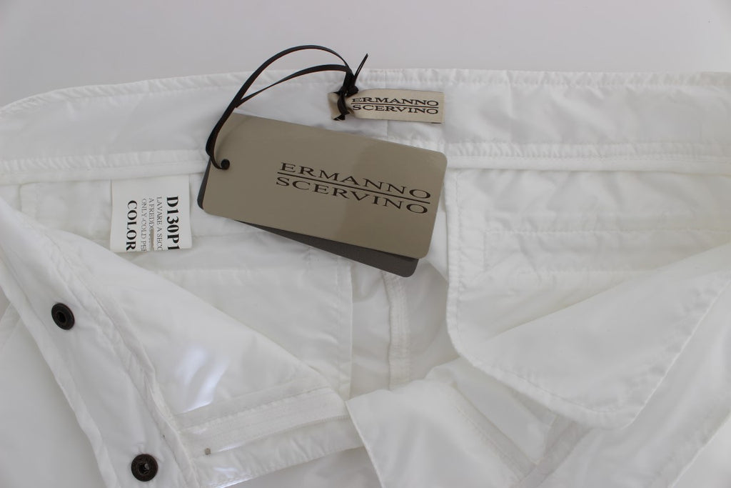 Weiße gepolsterte Slim Fit Cargohose aus Nylon