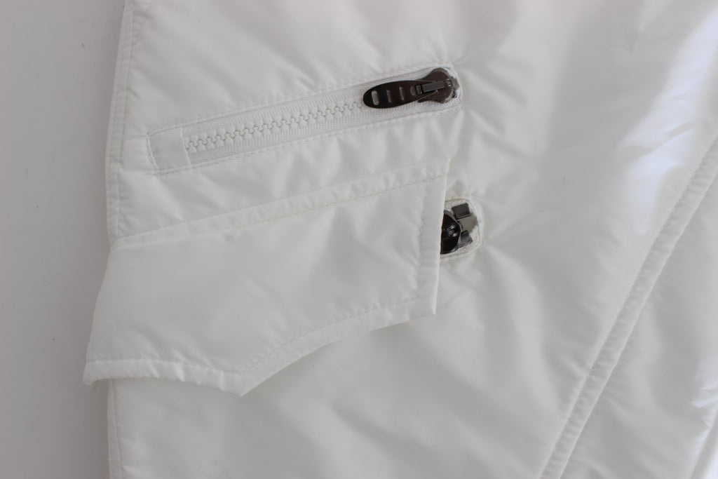 Weiße gepolsterte Slim Fit Cargohose aus Nylon