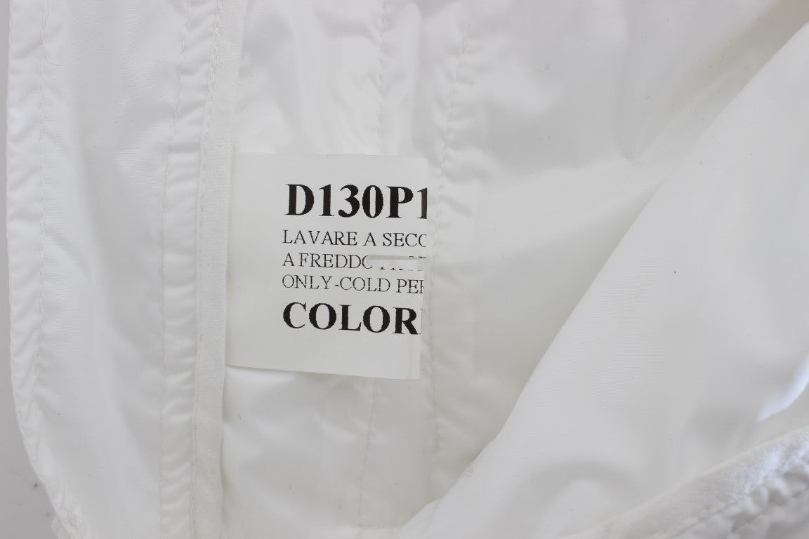 Weiße gepolsterte Slim Fit Cargohose aus Nylon