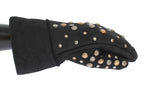 Graue Lammfellhandschuhe mit Nieten