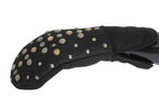 Graue Lammfellhandschuhe mit Nieten