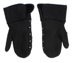 Graue Lammfellhandschuhe mit Nieten