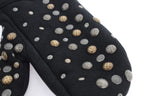 Graue Lammfellhandschuhe mit Nieten