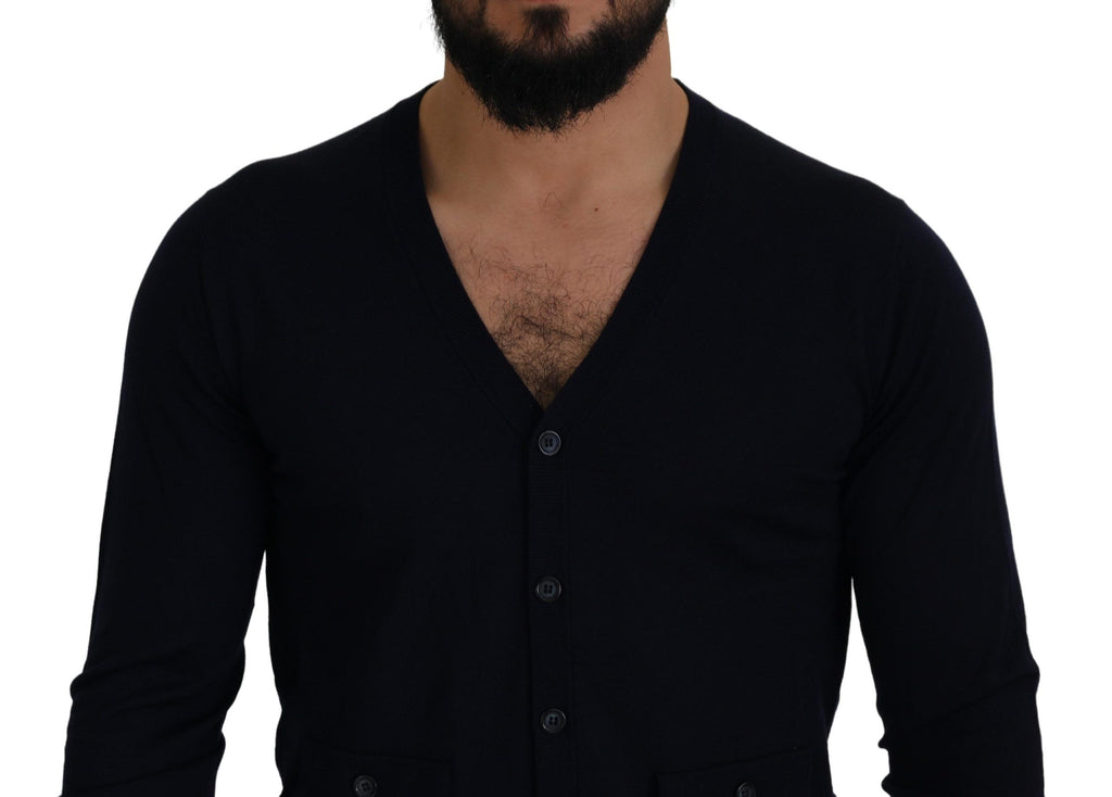 Blue Wool STAFF Down Cardigan Sweater