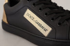 Black Gold Leder-Low-Top-Sneakers Damenschuhe