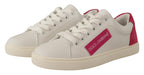 White Pink Leather Low Top Sneakers Women's Shoes