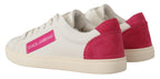 White Pink Leather Low Top Sneakers Women's Shoes