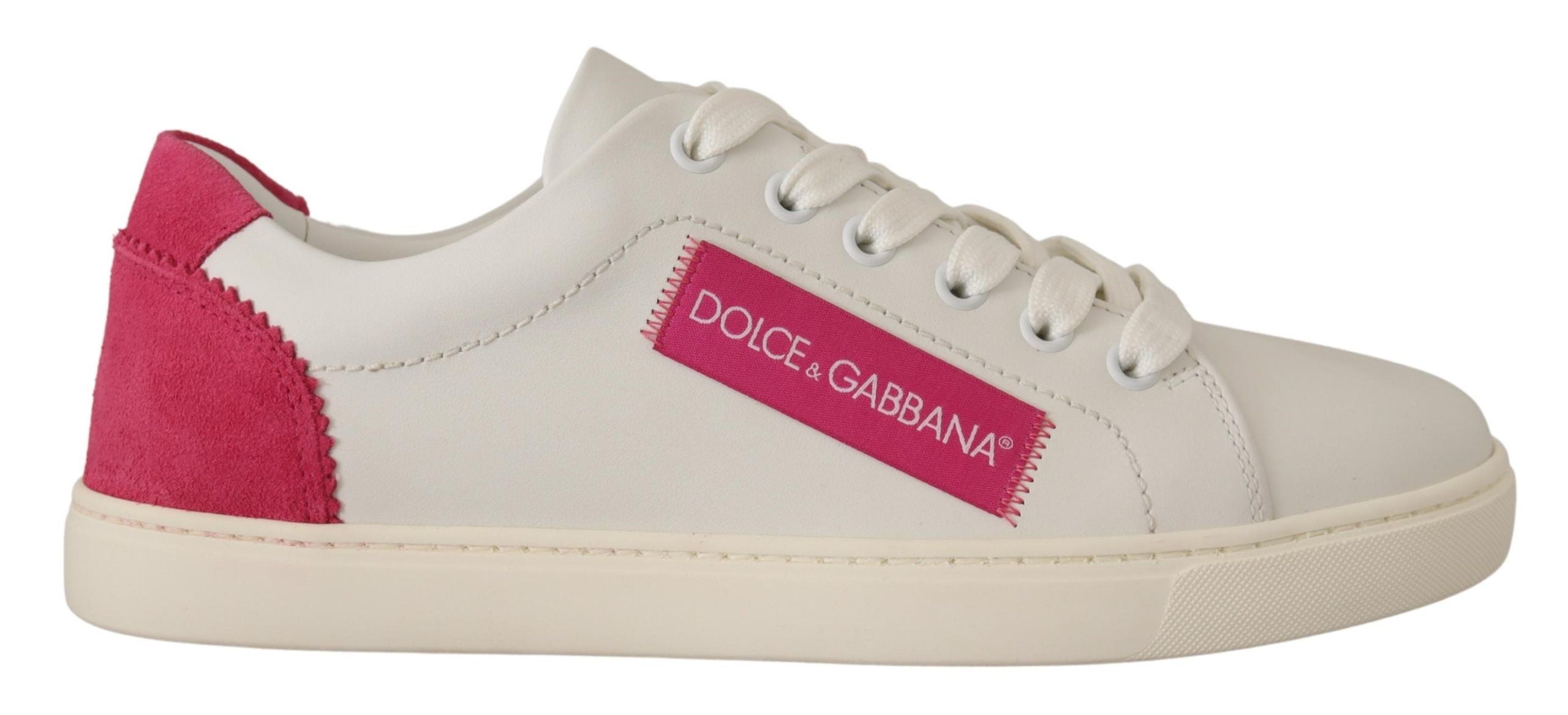 White Pink Leather Low Top Sneakers Women's Shoes