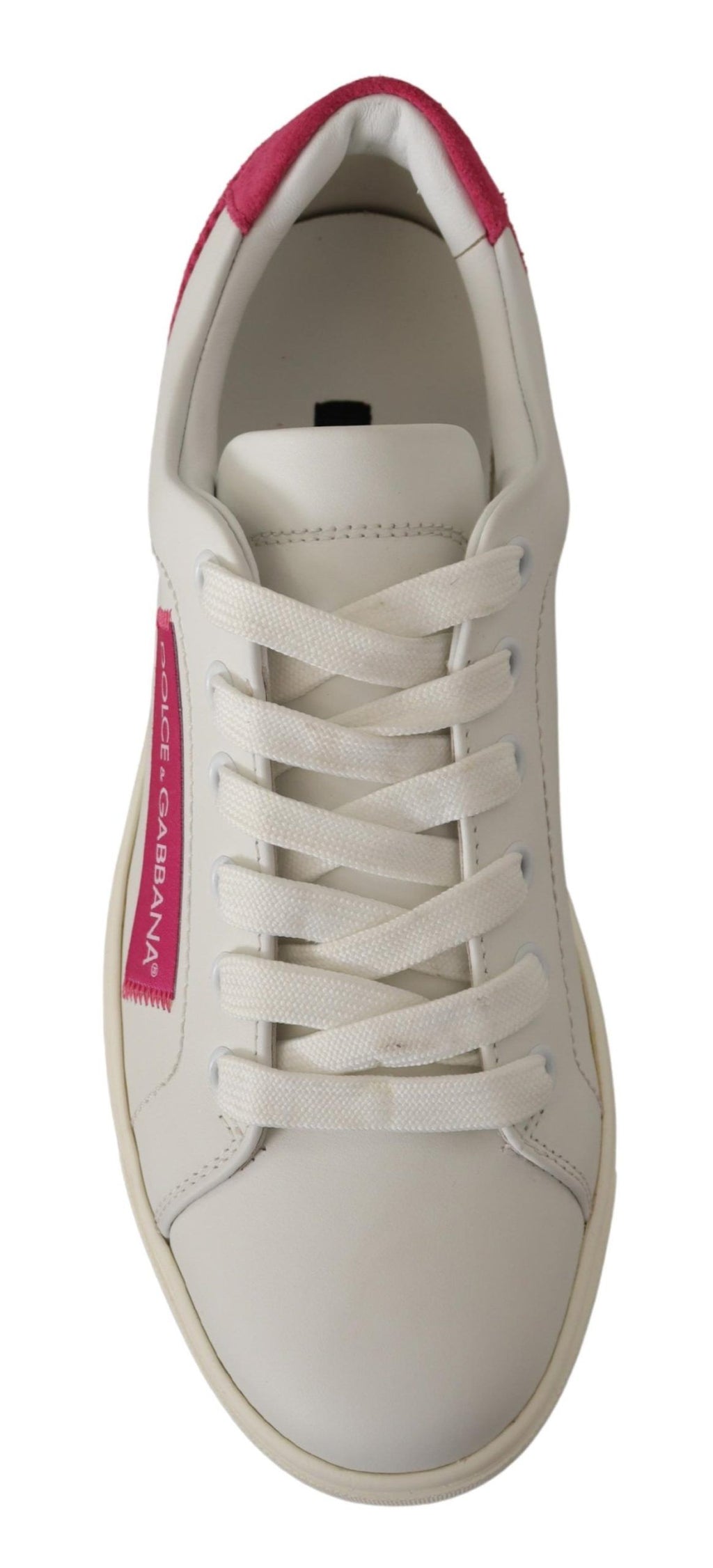 White Pink Leather Low Top Sneakers Women's Shoes