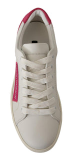 White Pink Leather Low Top Sneakers Women's Shoes