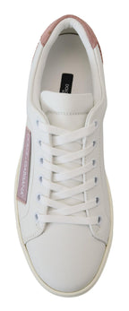 Weiße rosa Leder Low Top Sneaker Schuhe