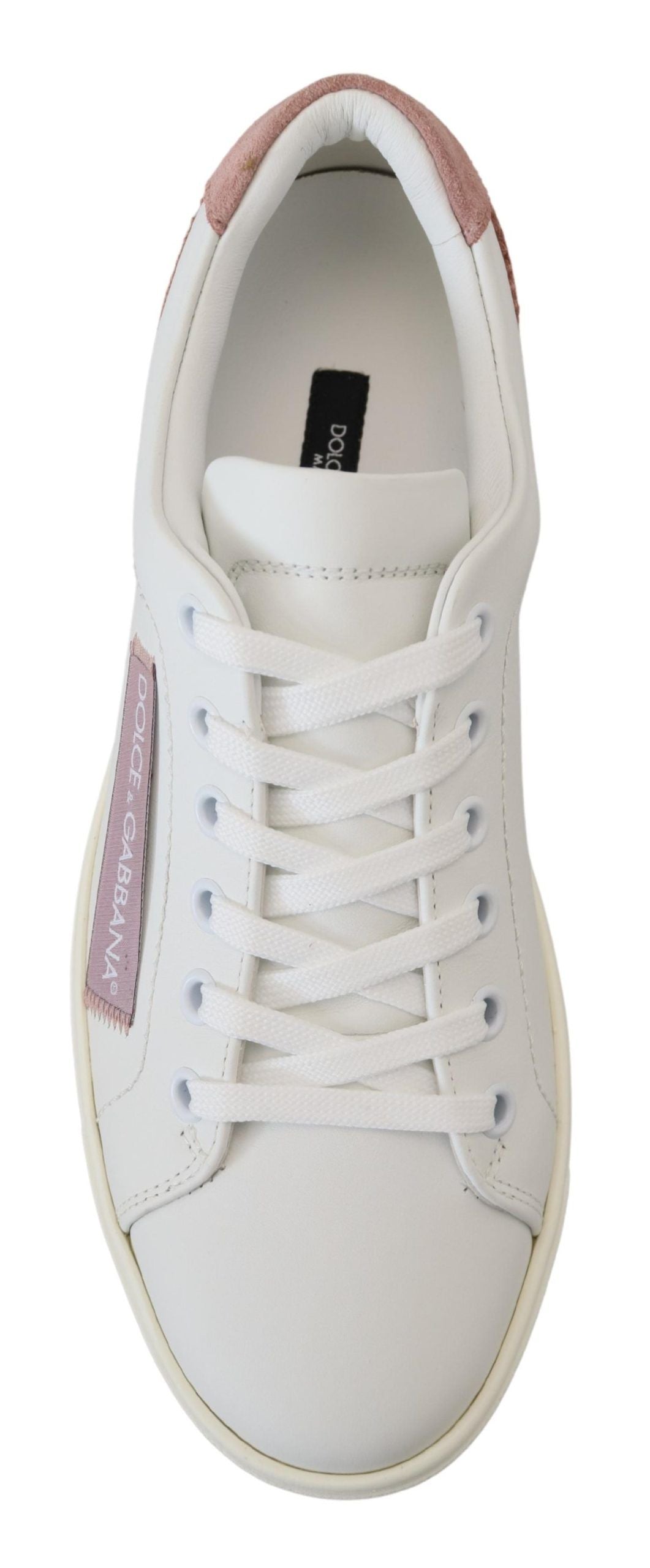 Weiße rosa Leder Low Top Sneaker Schuhe