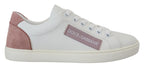 Weiße rosa Leder Low Top Sneaker Schuhe
