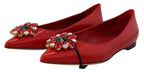 Rote Leder Slipper mit Kristallen