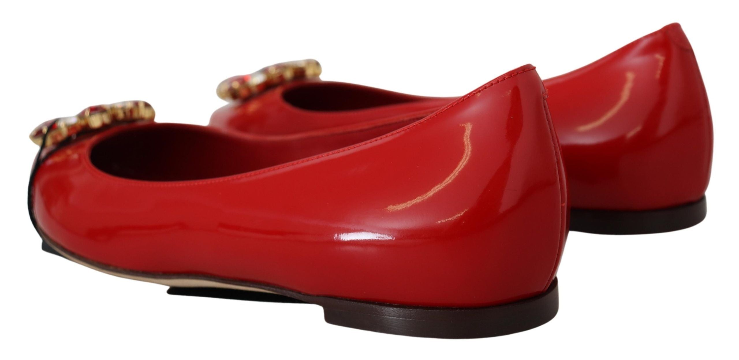 Rote Leder Slipper mit Kristallen