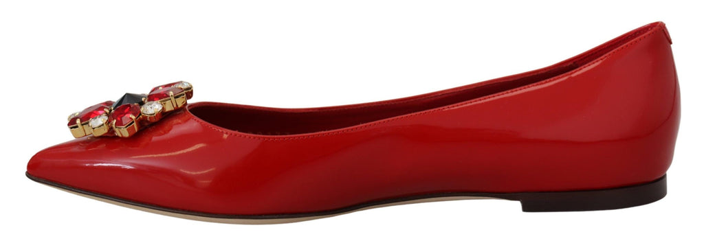 Rote Leder Slipper mit Kristallen