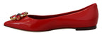 Rote Leder Slipper mit Kristallen