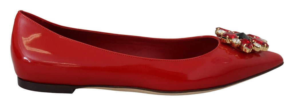 Rote Leder Slipper mit Kristallen