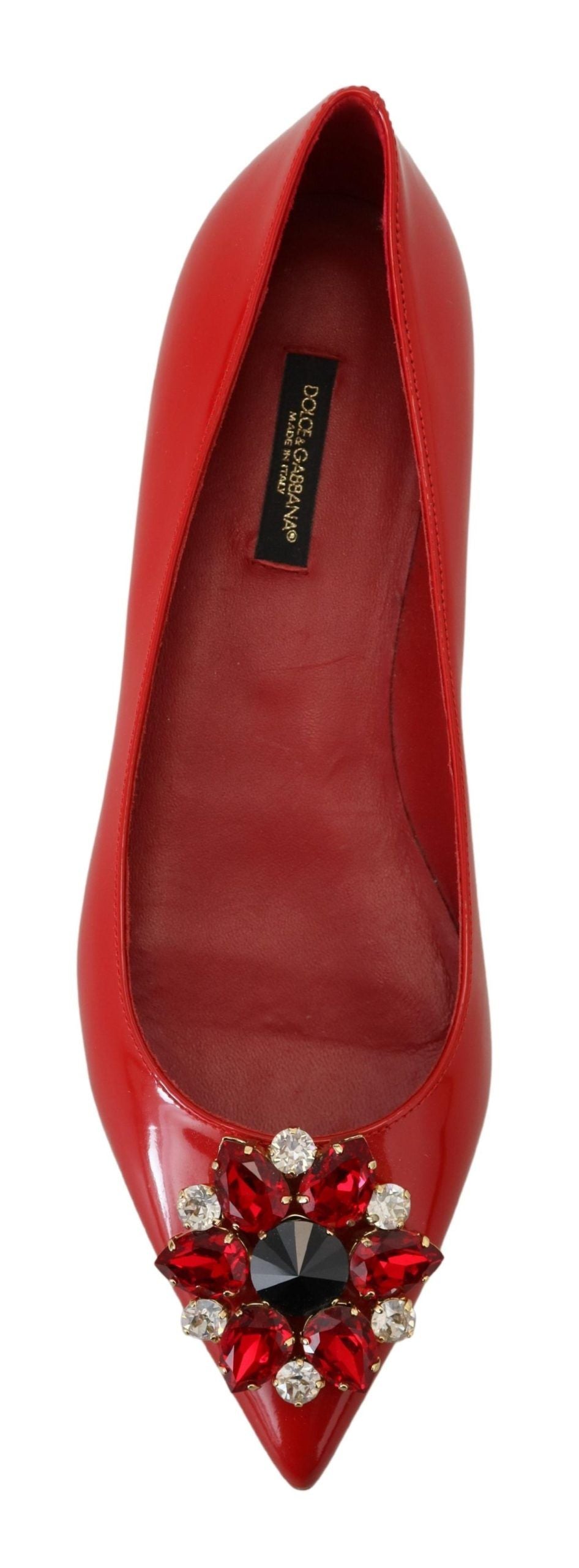 Rote Leder Slipper mit Kristallen