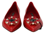 Rote Leder Slipper mit Kristallen