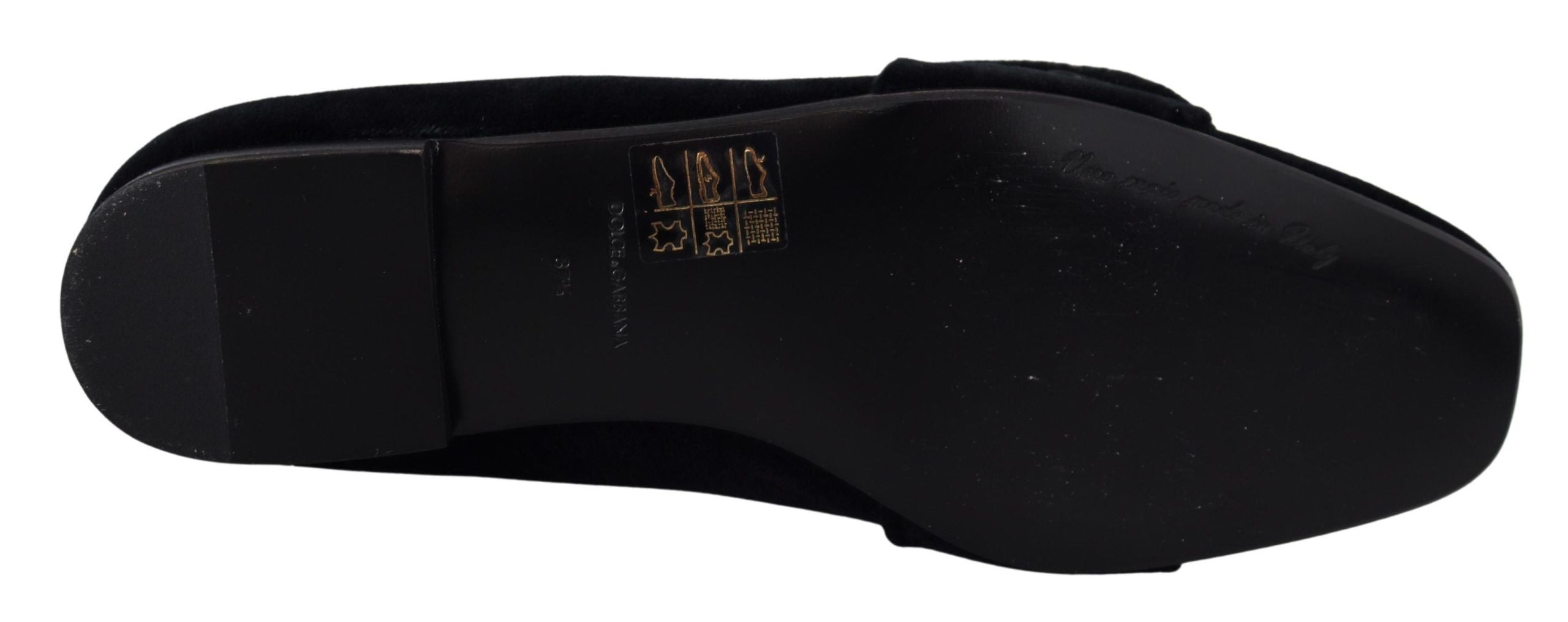 Black Velvet Crystal Loafer Flats