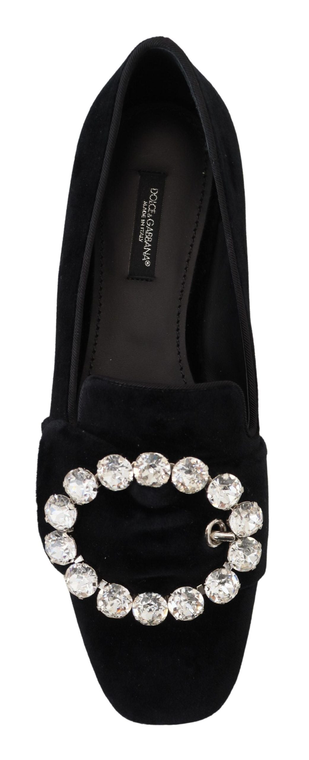 Black Velvet Crystal Loafer Flats