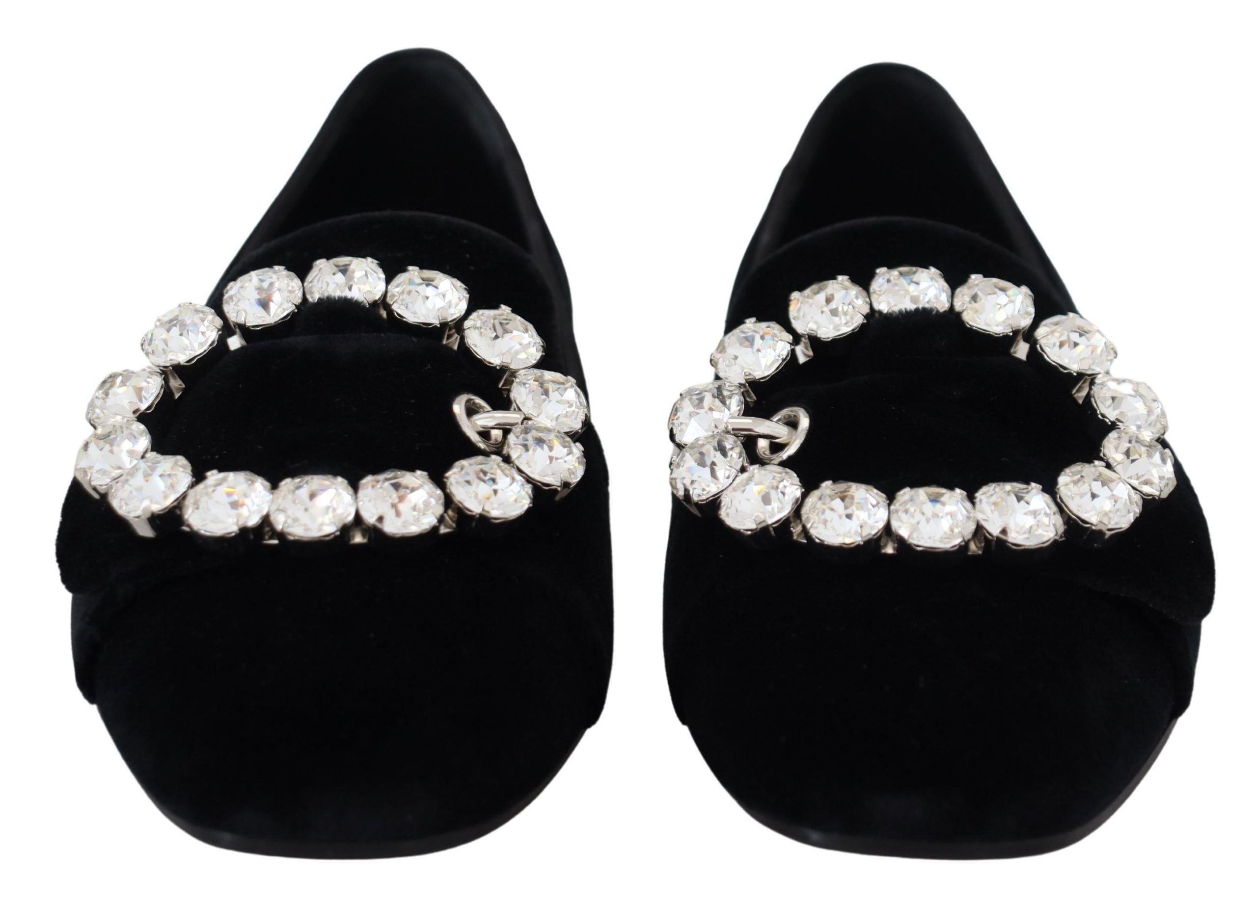 Black Velvet Crystal Loafer Flats
