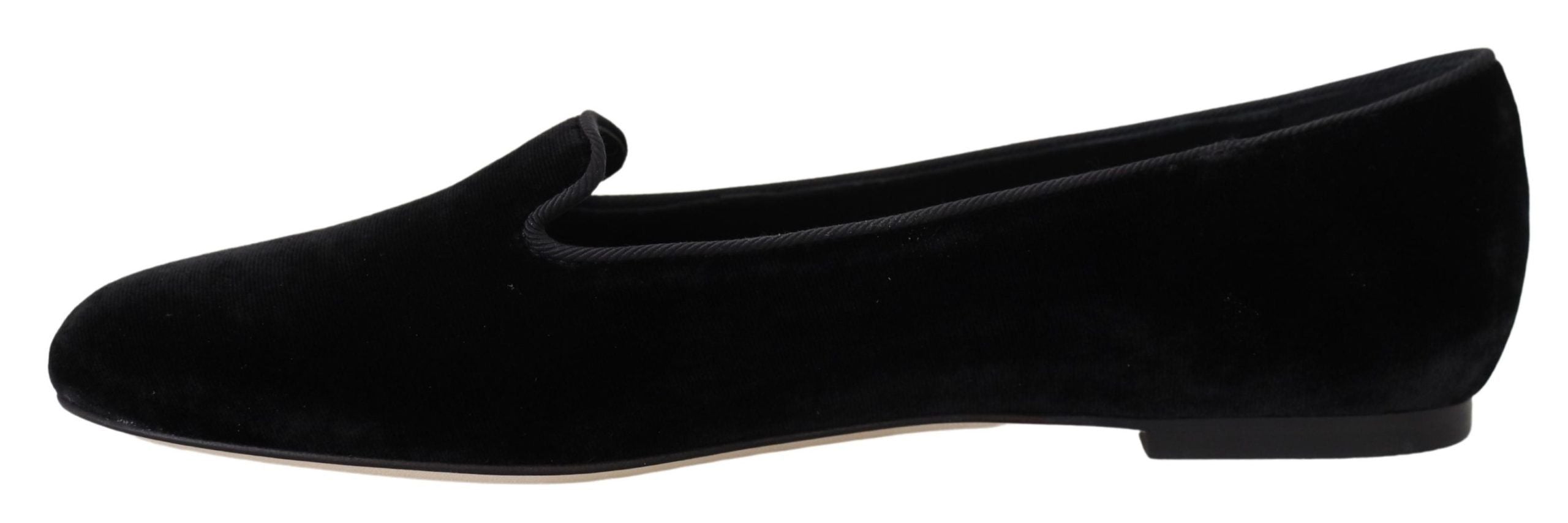Black Velvet Slip-On Loafers Flats Shoes