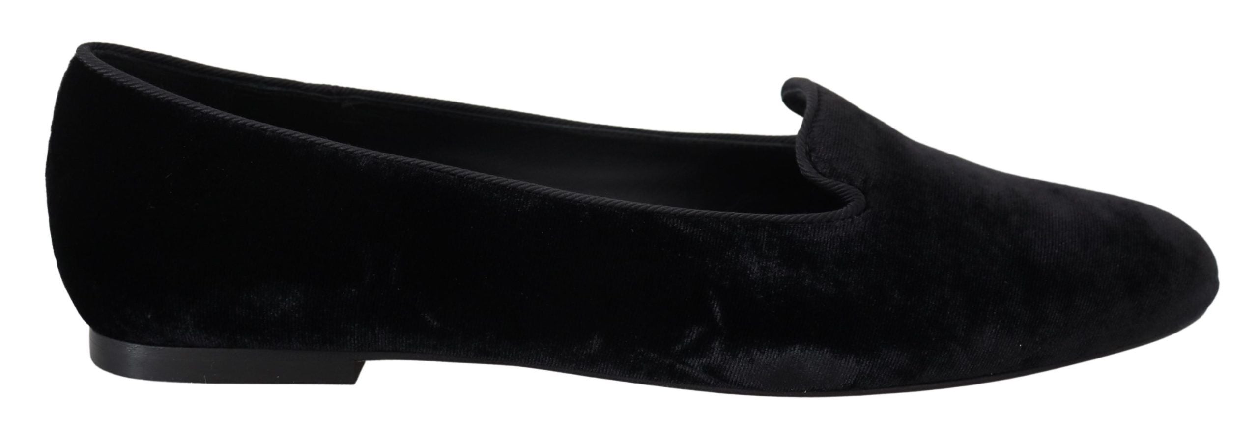 Black Velvet Slip-On Loafers Flats Shoes