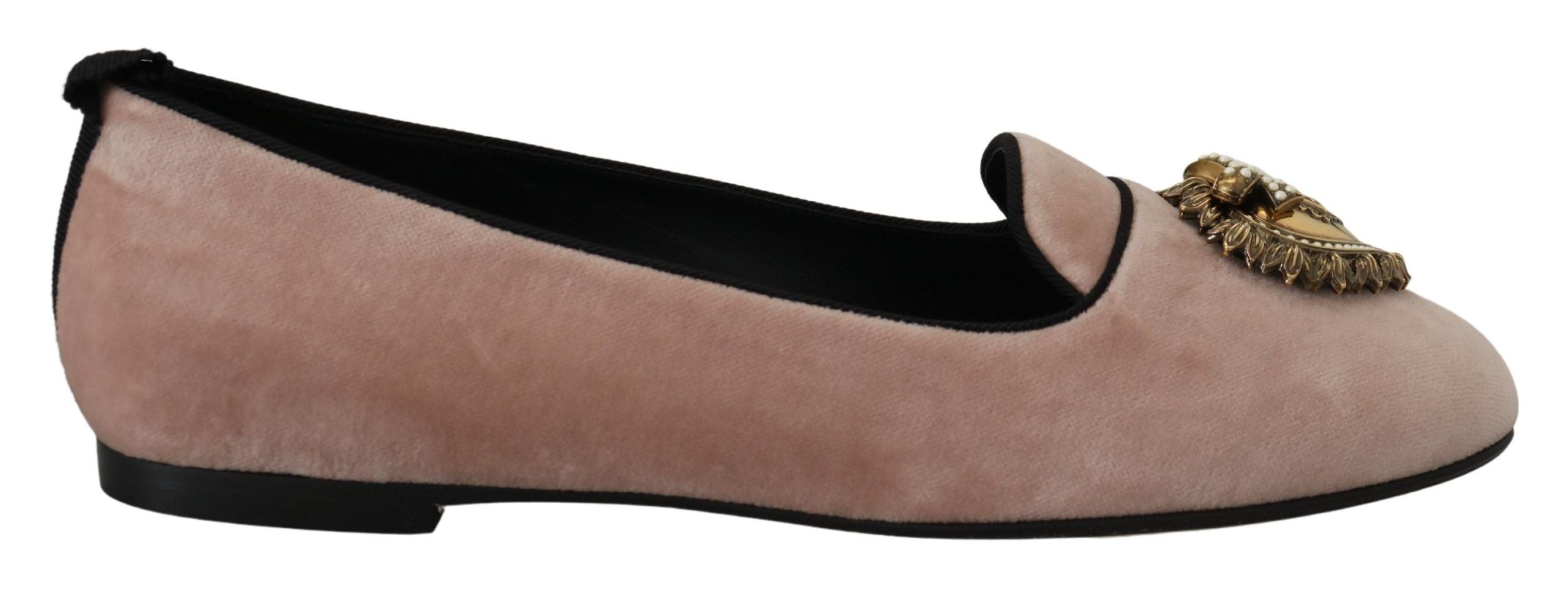 Pink Velvet Slip-On Loafer Flats