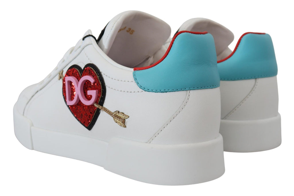 Weiße Leder-Sneaker Portofino Logo Herz Schuhe