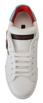Weiße Leder-Sneaker Portofino Logo Herz Schuhe