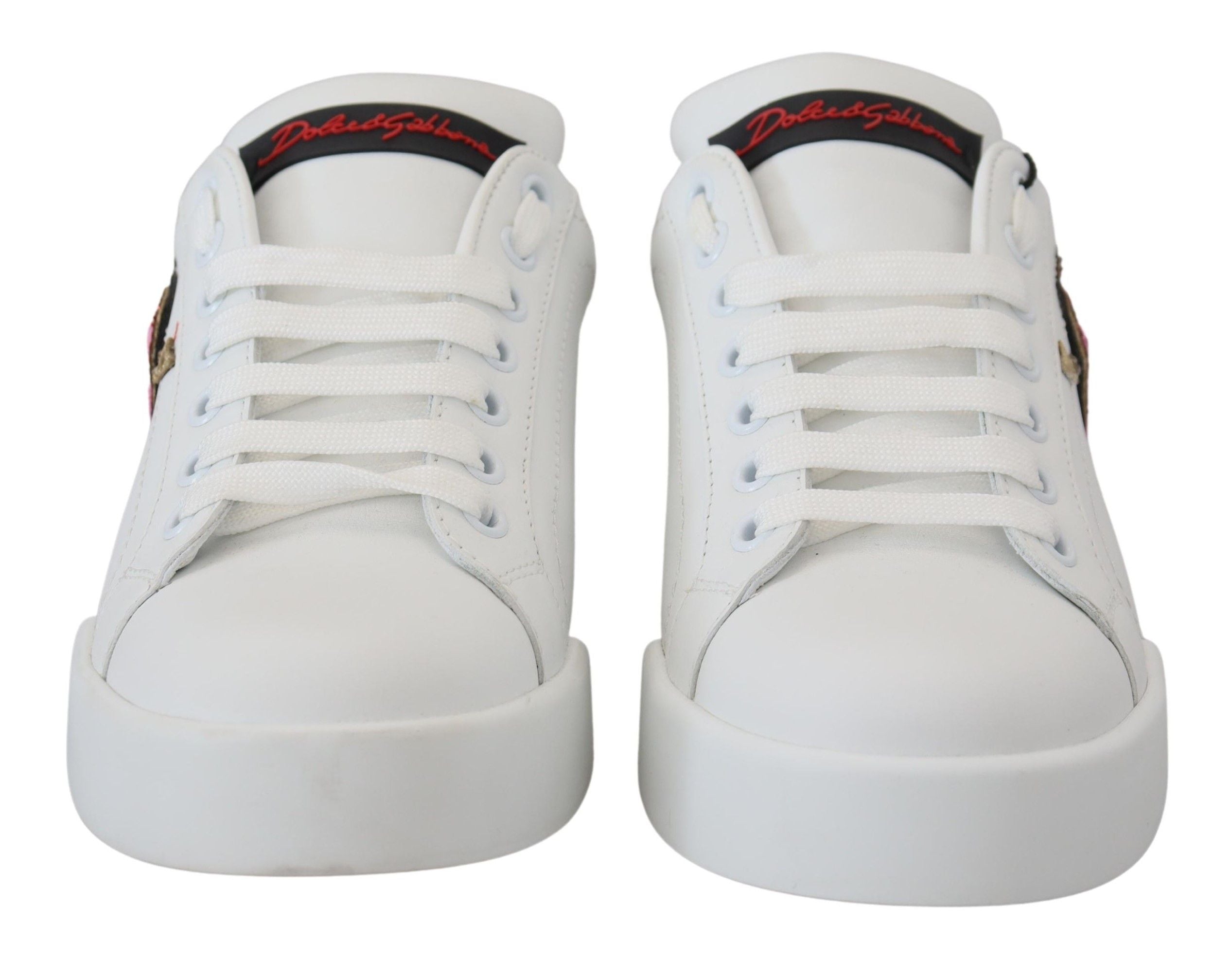Weiße Leder-Sneaker Portofino Logo Herz Schuhe