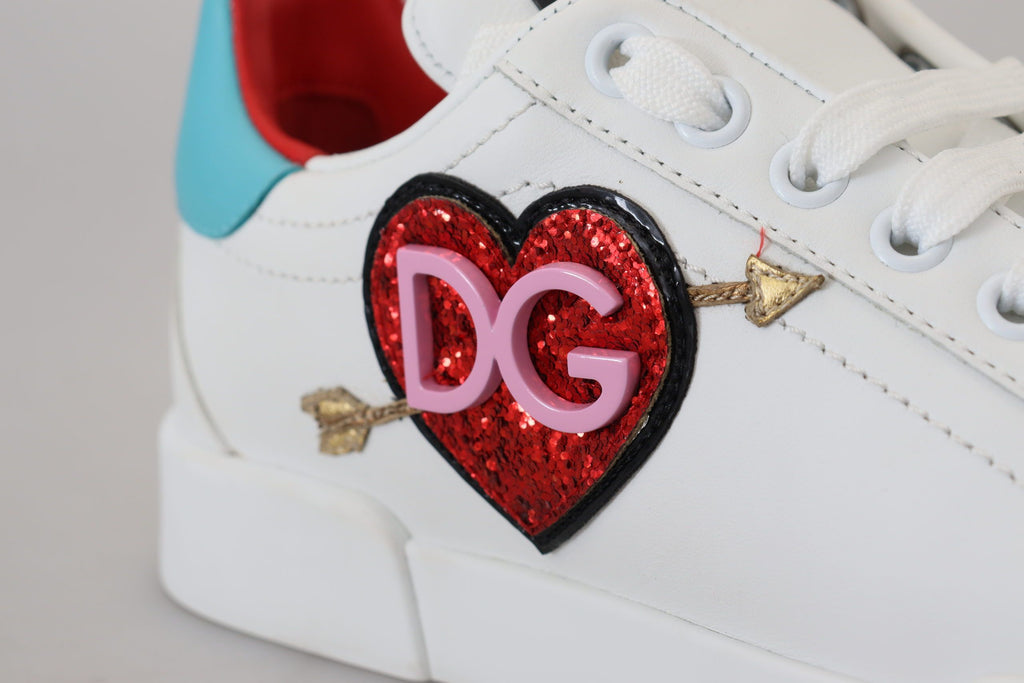 Weiße Leder-Sneaker Portofino Logo Herz Schuhe