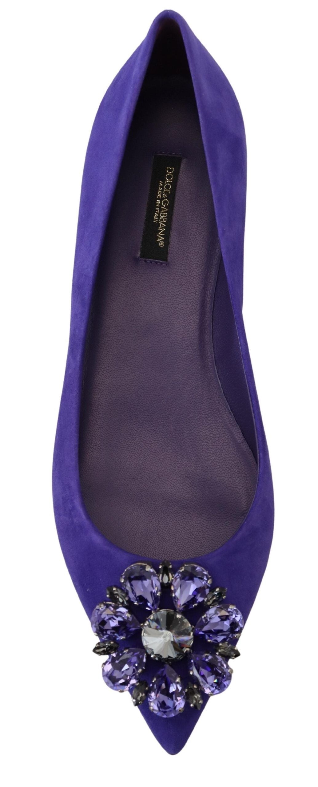 Purple Suede Crystal Loafers Flats Shoes